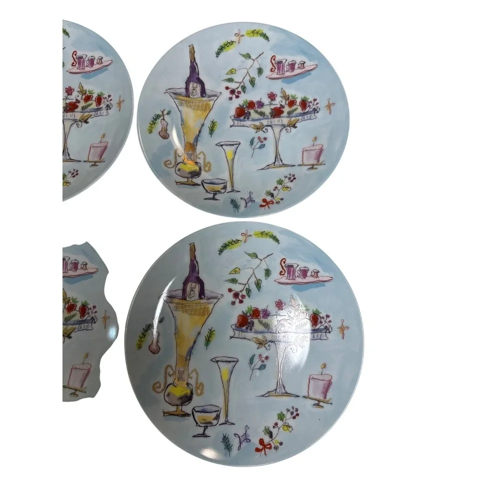CRATE & BARREL Diane Bigda RSVP Dessert Lunch Salad‎ Appetizer Plates Set of 4
